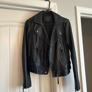 Lucky Brand Genuine 100% Leather Major Moto Jacket in Black